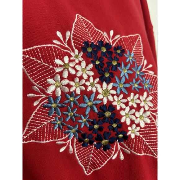 VTG 90s Red Crewneck Sweatshirt Women’s XL Red Grannycore Christmas Holiday - Picture 5 of 5